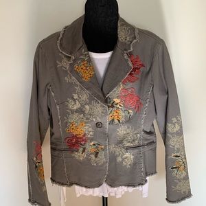 Gray embroidered western jacket